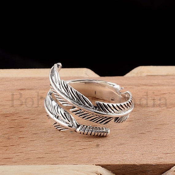 Adjustable Guardian Angel Wings Ring, 925 Sterling Silver Ring