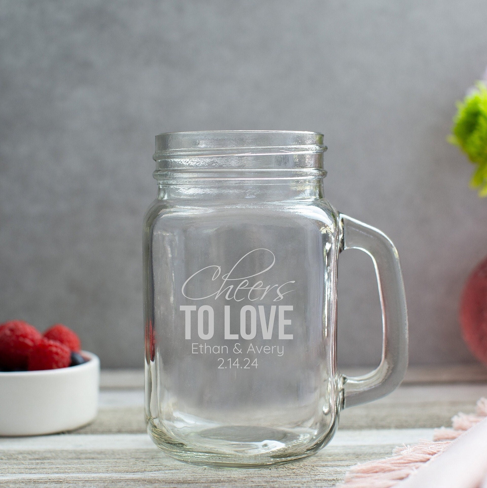 Personalized 16 oz. Mason Jar Mug - Wedding Favors by Kate Aspen