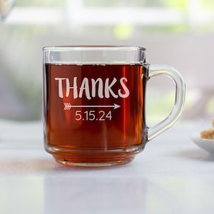 Etched Glass Mug Wedding Favor 10 Oz - Wedding Favor Gift - Engraved Wedding Favor Personalized Engraved Glass Mug.