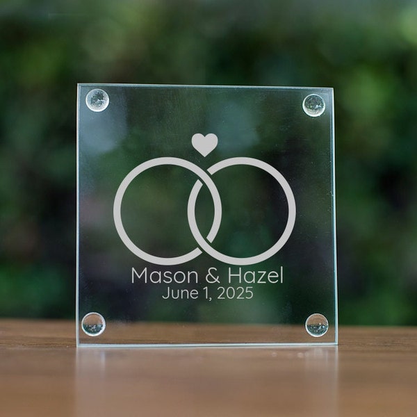 Glass Coaster Set, Engraved Coasters, Wedding Favors, Personalized Coasters, Custom Engraved Wedding Coasters Bulk