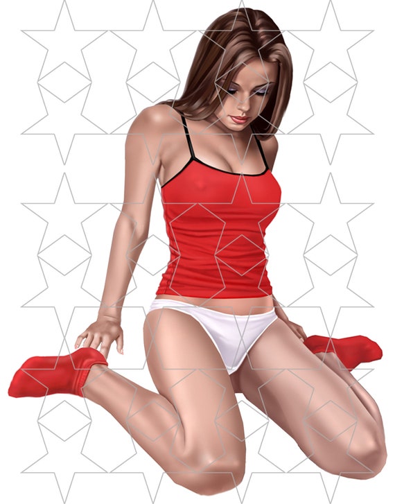 Sticker Sexy woman in red underwear 