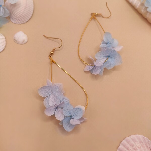 Boucles d'oreilles fleuries ONDINE bleu