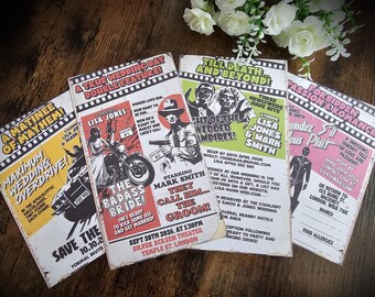 Retro Movie Poster Wedding Invitation: Personalized RSVP Card