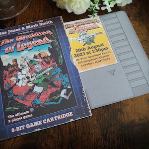 Personalised Retro Classic Video Game Wedding Invite, Invitation, Save the Date, RSVP & Guest Information