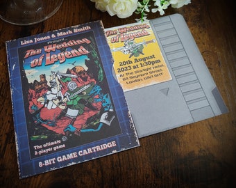 Personalised Retro Classic Video Game Wedding Invite, Invitation, Save the Date, RSVP & Guest Information