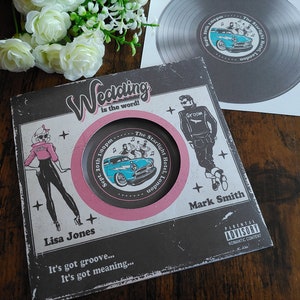 Personalized Retro Rock &#39;n&#39; Roll Wedding Invitation: Record Album Design