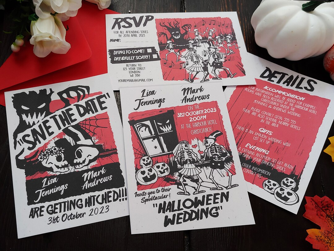 Retro Spooky Halloween Wedding Invitation: Personalized RSVP Card - Etsy