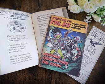 Personalised Folding Sci-Fi Pulp Novel, Book Wedding Invite, Invitation, RSVP & Guest Information
