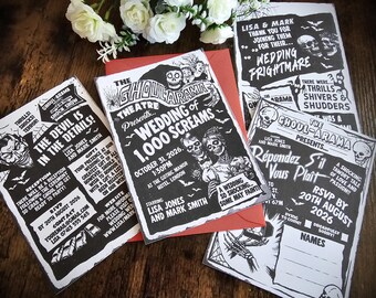 Retro Halloween Wedding Invitation Set: Personalized Spooky Theme