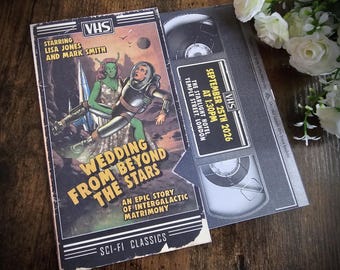 Sci-Fi Movie VHS Wedding Invitation: Personalized Fantasy Theme