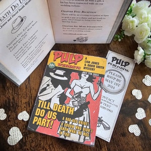 Personalised Folding Detective Pulp Novel, Book Wedding Invite, Invitation, RSVP & Guest Information