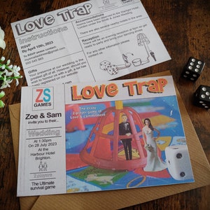 Personalised Retro Board Game Wedding Invite, Invitation, RSVP & Details Card