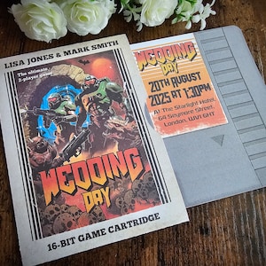 Retro Video Game Wedding Invitation: First Person Shooter Design