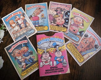 1980's Garbage Pail Kids themed Wedding Invitations Set with Envelopes
