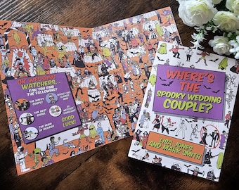 Personalised Folding Spooky Halloween Search Puzzle Book Wedding Invite, Invitation, RSVP & Guest Information