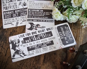 PersonalizedSpooky Halloween Rock Concert Ticket Wedding Invitations