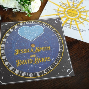 Personalised Astronomy Themed Star Finder Wedding Invite, Invitation, RSVP & Guest Information with envelopes.