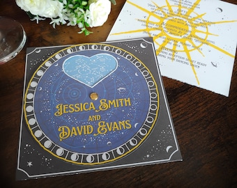 Personalised Astronomy Themed Star Finder Wedding Invite, Invitation, RSVP & Guest Information with envelopes.