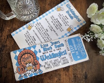 Personalized Oktoberfest Gig Ticket Wedding Invitation Set