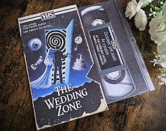 Personalized Twilight Zone VHS Movie, Wedding Invitation with Envelopes