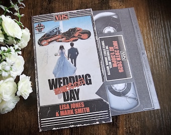 Personalized Sci-Fi Anime Wedding Invitation: VHS Tape Design
