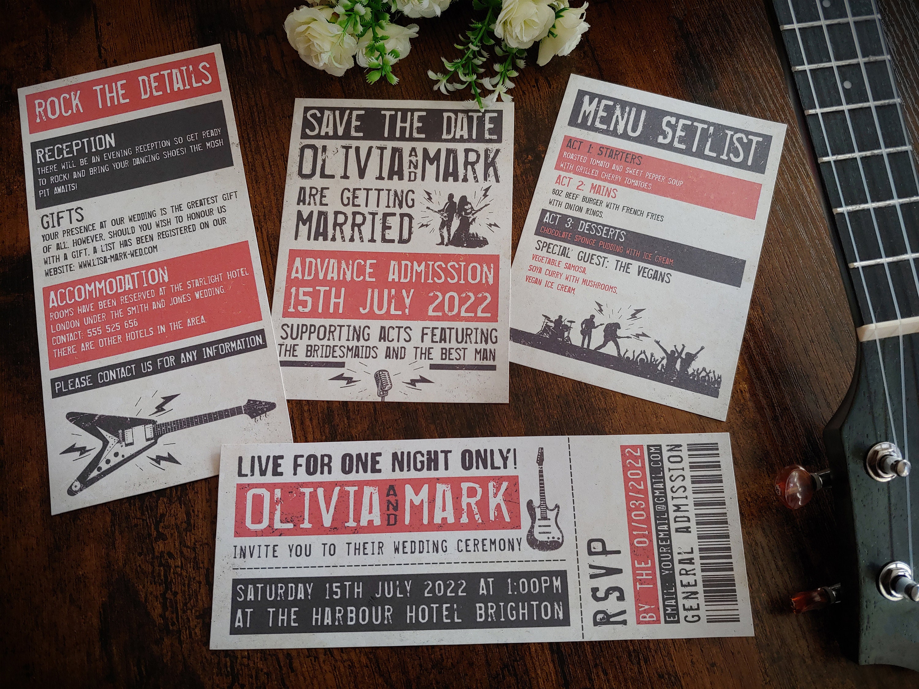 Personalized Rock Concert Ticket Wedding Invitation Set - Etsy