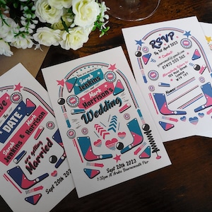 Faire-part de mariage d'arcade de flipper rétro personnalisé, faire-parts, carte « Save The Date », carte d'informations pour les invités, carte RSVP
