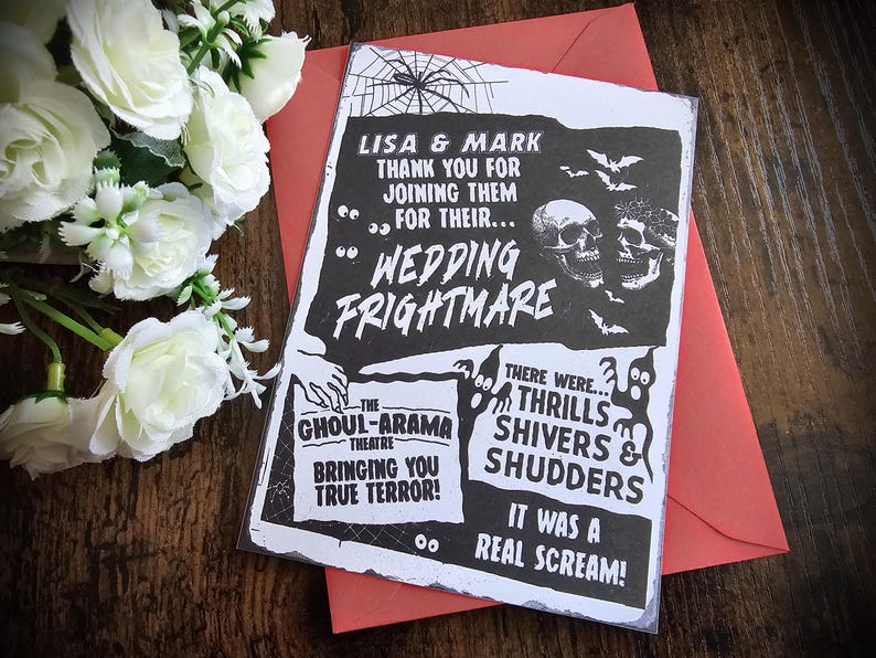 Retro Halloween Wedding Invitation Set: Personalized Spooky Theme - Etsy