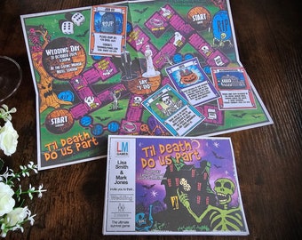 Personalised Tabletop Halloween Board Game, Wedding Invite, Invitation, Save the Date, RSVP and Guest Information