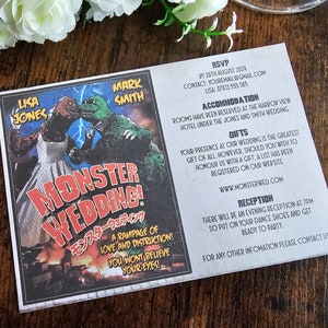 Personalised Kaiju Monster Movie Poster Wedding Invite, Invitations ...