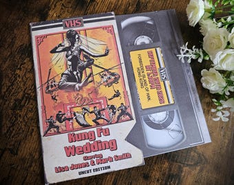 Kung Fu Movie VHS Wedding Invitation: Personalized Martial Arts Invite with RSVP