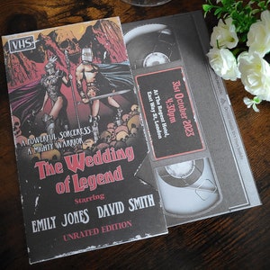 Fantasy Movie VHS Wedding Invitation: Sword & Sorcery Theme