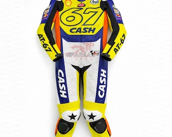 Gulblå, ett stycke lädermotorcykeldräkt – Track Rider Gear