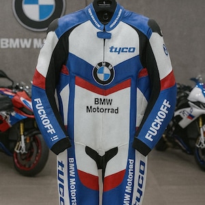 Pro TYCO BMW Motorrad Race Suit | Custom Leather Motorbike Trackwear | CE Armor Ready