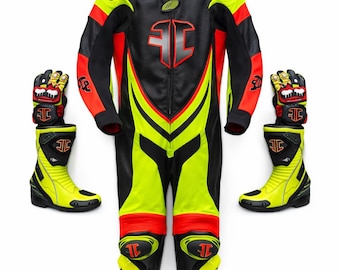 Traje de carreras de motocicleta de cuero personalizado hecho a mano, kit completo diseñado para rendimiento en pista Alpine