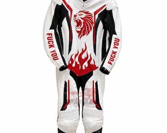 Costume de course de moto en cuir fait main imprimé fait main Style MotoGP