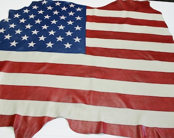 American Flag Leather Hide: Full Grain Sheep skin for Crafts, Upholstery