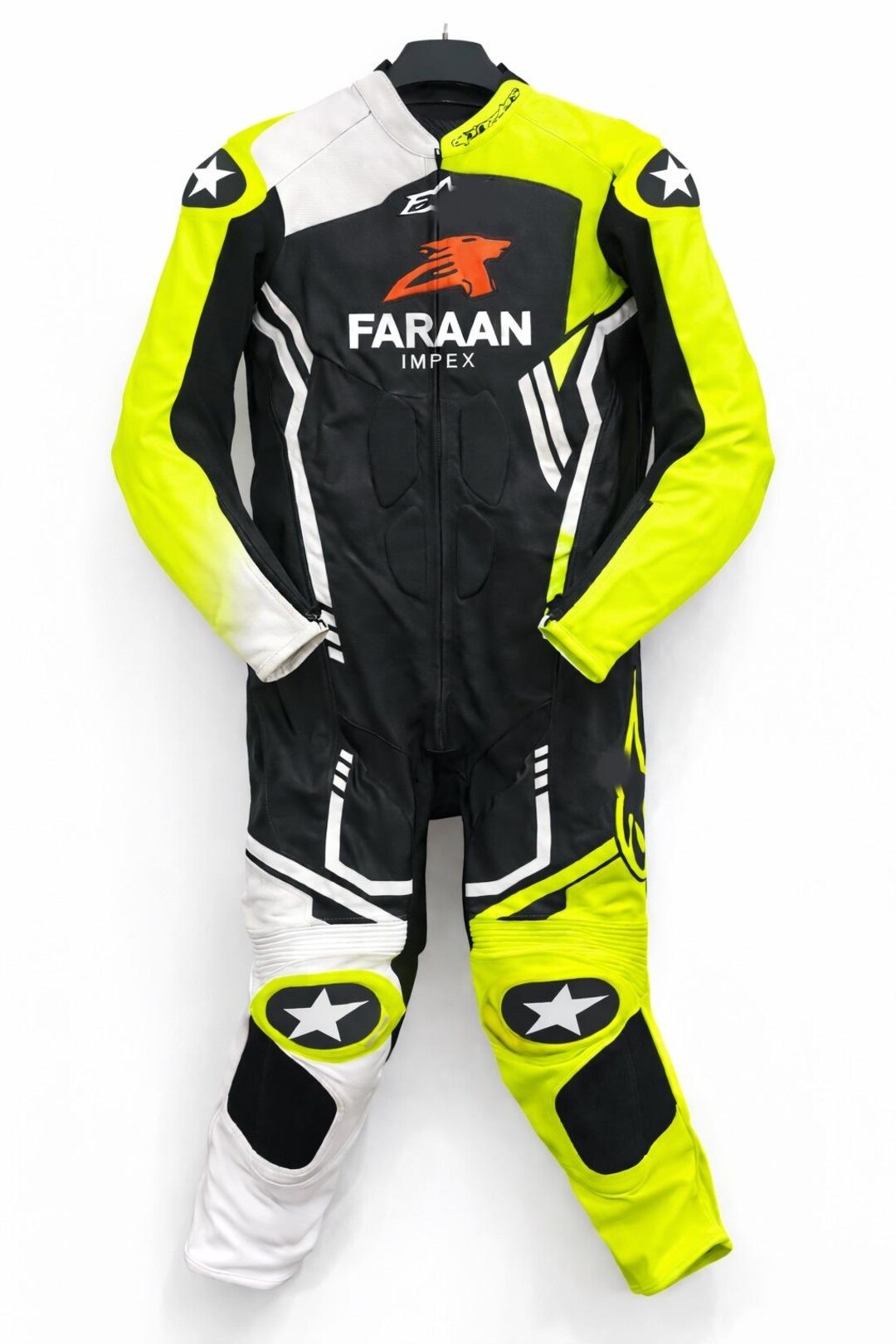 Tracksuit Racing One Piece Leather Motorcycle Racing Suit – Neon Yellow Black Custom ...