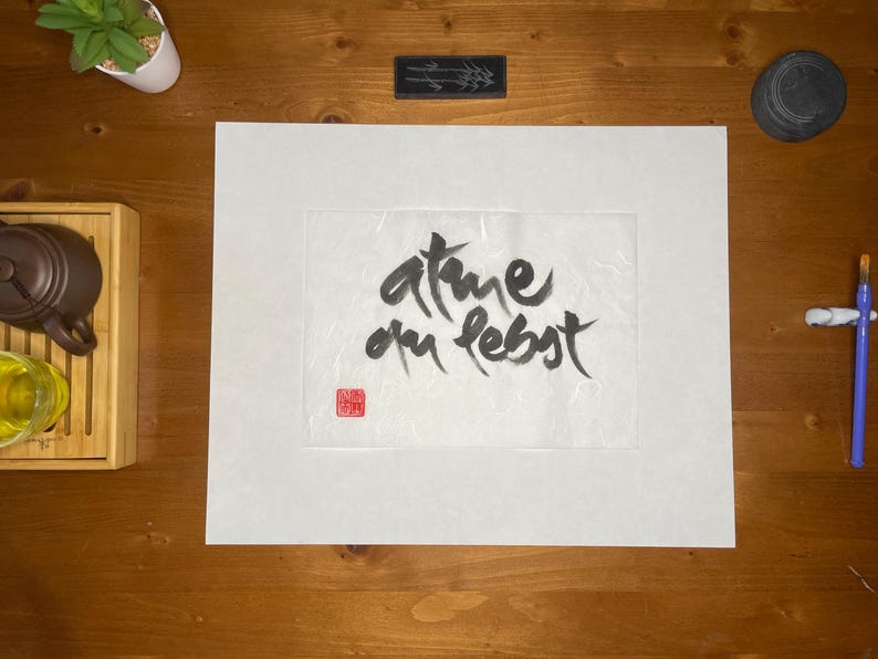 Thích Nhất Hạnh Quote Calligraphies | Size: A4 (8.3×11.7'') | Handpainted Calligraphy | Plum Village Zen-Buddhism Decor | Unique Artwork image 6