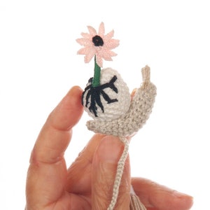 Handmade Crochet Snail Bookmark with Flower, Unique Gift for Book Lovers, Readers, and Special Occasions