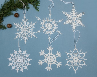 Sneeuwvlokornamenten, gehaakte sneeuwvlokken, witte woondecoraties, gehaakte applicaties, kerstornament,