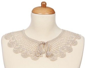 Mink Crochet Peter Pan Collar With Color Options, Victorian Style Detachable Collar
