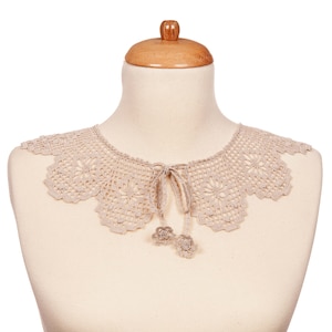 Crocheted Removable Peter Pan Collar, Vintage Detachable Handmade Collar With Color Options, Customizable Lace Collar
