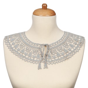 Gray Crochet Peter Pan Collar, Vintage Style Detachable Collar, Crochet Lace Collar, Victorian Collar