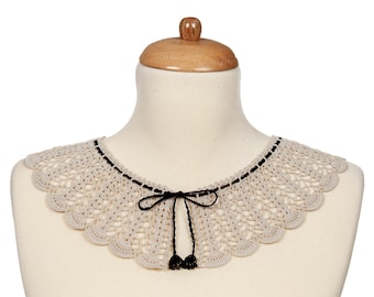 Vintage Handmade Crochet Peter Pan Collar, Women's Detachable Collar