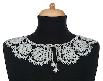 Crocheted Peter Pan Collar, Removable Cotton Necklace, Vintage Style