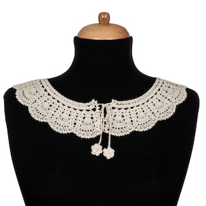 Ecru Detachable Peter Pan Collar Necklace With Different Color Options, Crochet Lace Collar, Handmade Vintage Collar