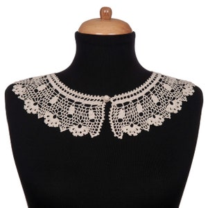 Peter Pan Collar, Classical Style Removable Woman&#39;s Handmade Peter Pan Collar With Crochet Button, Lace Necklace Collar