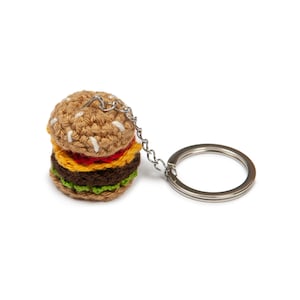 Handmade Crochet Amigurumi Hamburger Keychain Fun Gift