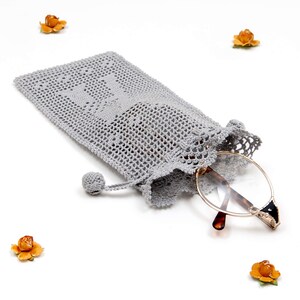 Gray Case With Personalized Crochet Monogram